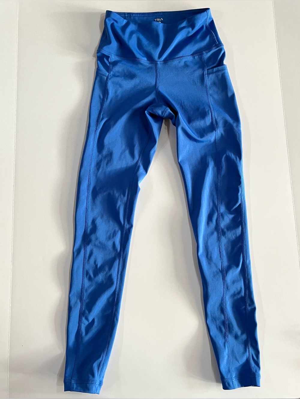Tsla Blue Performance Leggings, size small